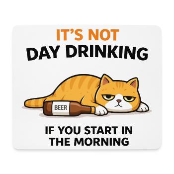 Morning Cat Day Drinking Meme - Mouse Pad (horizontal) - white - Front