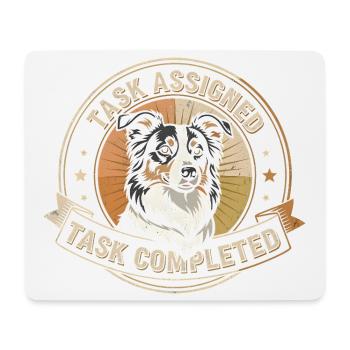 Aufgabe erledigt | Border Collie Badge - Mousepad (Querformat) - Weiß - Vorne