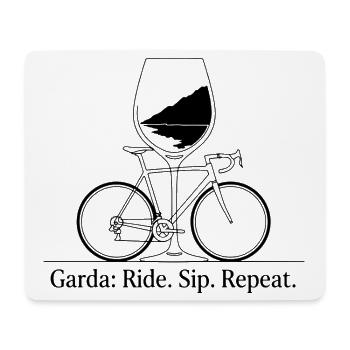 Garda: Ride Sip Repeat Bike & Wine Art - Mouse Pad (horizontal) - white - Front