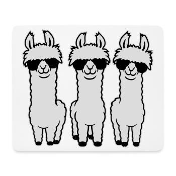 Drei Coole Lamas Reihe Sonnenbrille Lustig Tier - Mousepad (Querformat) - Weiß - Vorne