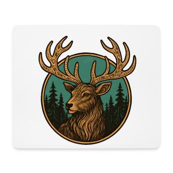 Hirsch im Wald Emblem - Mousepad (Querformat) - Weiß - Vorne
