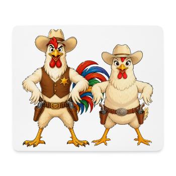 Hahn und Huhn in Wild West - Mousepad (Querformat) - Weiß - Vorne