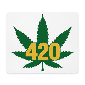420 Cannabis Leaf Emblem - Mouse Pad (horizontal) - white - Front