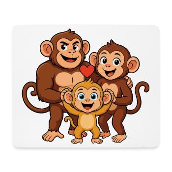 Lustige Schimpansenfamilie - Mousepad (Querformat) - Weiß - Vorne