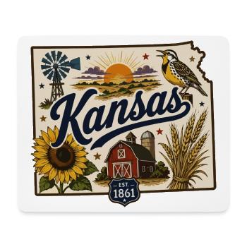 Kansas Sunflower State Vintage Reiseaufkleber - Mousepad (Querformat) - Weiß - Vorne