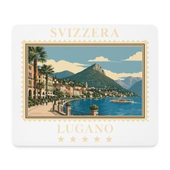 Schweiz Lugano Vintage Reisemarke - Mousepad (Querformat) - Weiß - Vorne
