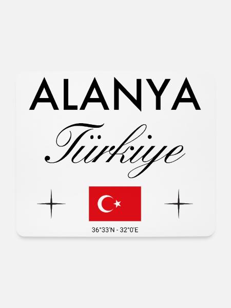 Alanya Türkei Koordinaten Reise Souvenir - Mousepad (Querformat) - Weiß