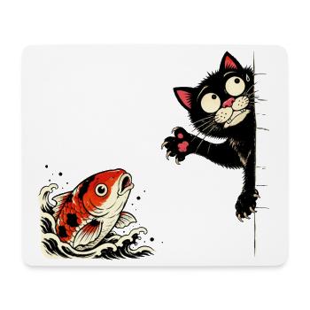 Poisson koi carpe carpe koi chat koi - Tapis de souris (format paysage) - blanc - Devant
