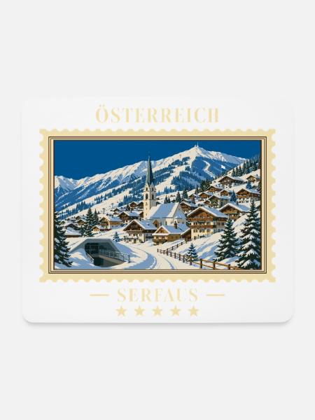 Österreich Serfaus Winter Vintage Reisemarke - Mousepad (Querformat) - Weiß