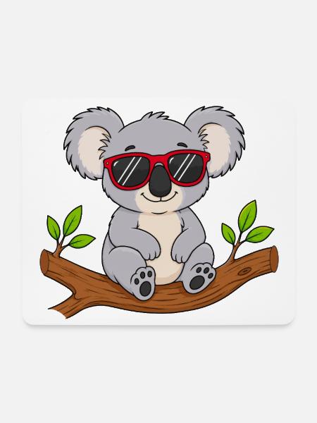 Cooler Koala mit roter Sonnenbrille - Mousepad (Querformat) - Weiß