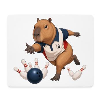 Capybara spielt Bowling - Mousepad (Querformat) - Weiß - Vorne
