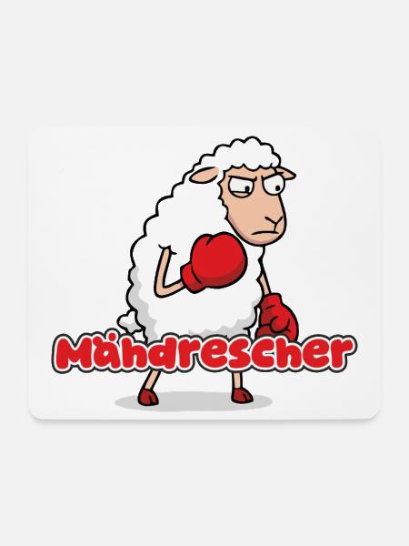 Boxendes Schaf mit Mähdrescher-Punch - Mousepad (Querformat) - Weiß