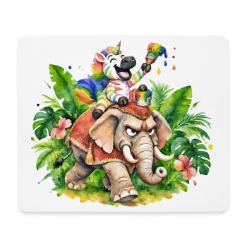 Buntes Zebra-Einhorn auf Elefantenabenteuer - Mousepad (Querformat) - Weiß - Vorne