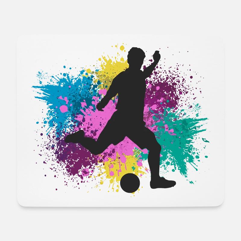 Fußball Grungy Farbspritzer - Mousepad (Querformat) - Weiß