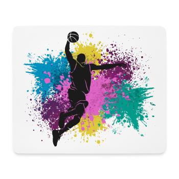 Basketball Grungy Farbspritzer - Mousepad (Querformat) - Weiß - Vorne