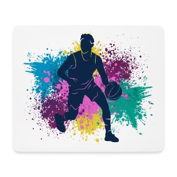 Basketball Grungy Farbspritzer - Mousepad (Querformat) - Weiß - Vorne