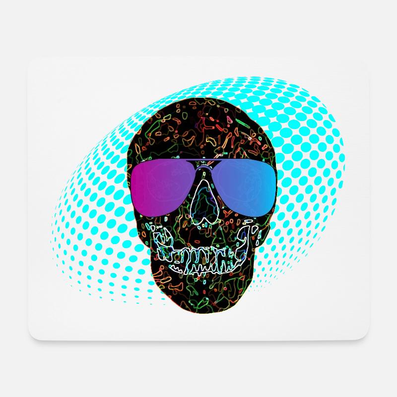 Disco Schädel Party Schädel 3D Neon - Mousepad (Querformat) - Weiß