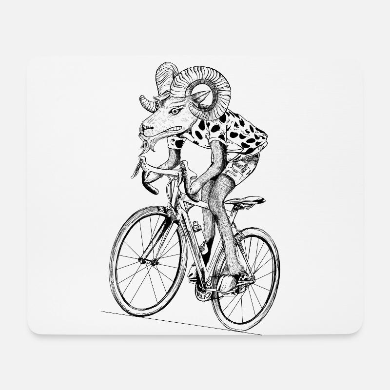 Muffel mit Fahrrad - Mousepad (Querformat) - Weiß