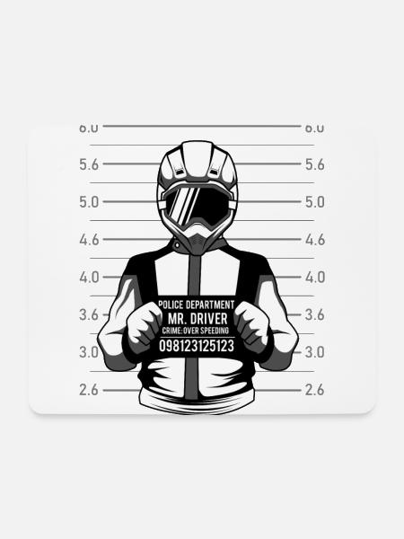 Motocross Downhill Fahrer Witz Spaß Verhaftung - Mousepad (Querformat) - Weiß