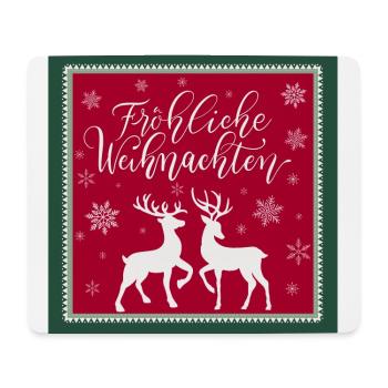Merry Christmas. Deer and deer in the snow. - Mouse Pad (horizontal) - white - Front