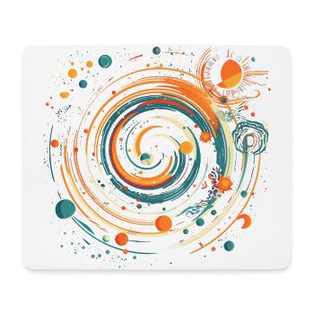Tourbillon rétro de planète spatiale en orange et turquoise - Tapis de souris (format paysage) - blanc - Devant