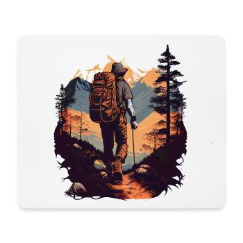 Cooles Wanderer Motiv - Wandern in den Bergen - Mousepad (Querformat) - Weiß - Vorne
