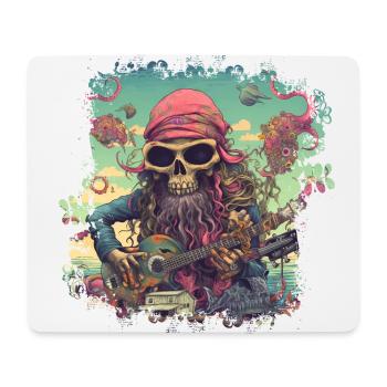 Psychedelisches Hippie Skelett mit Gitarre - Mousepad (Querformat) - Weiß - Vorne
