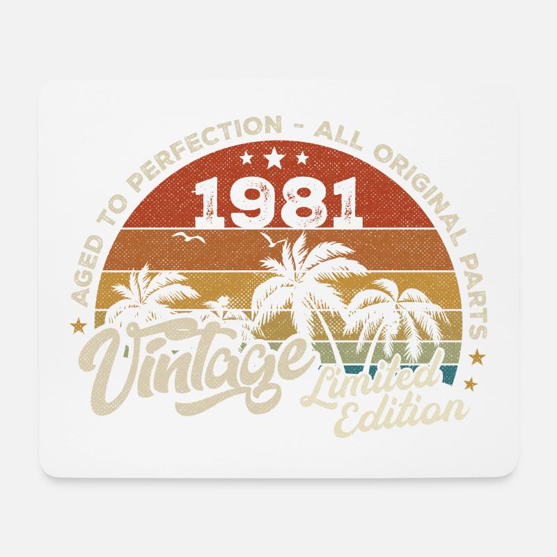 Vintage 1981 Geburtstag Retro 1981 - Mousepad (Querformat) - Weiß
