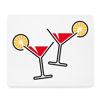 2 Cocktail Glasses / Martini / Cheers + (Red) - Mouse Pad (horizontal) - white - Front