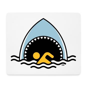 Hai Und Schwimmer (Haifisch / Schwimmen / 3C) - Mousepad (Querformat) - Weiß - Vorne