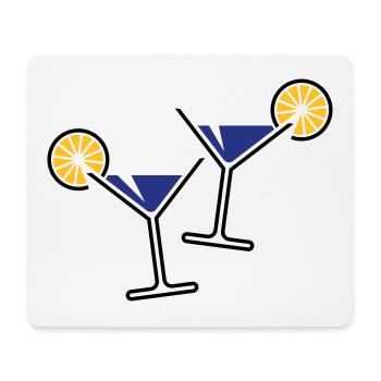 2 Cocktail Glasses / Martini / Cheers + (Blue) - Mouse Pad (horizontal) - white - Front