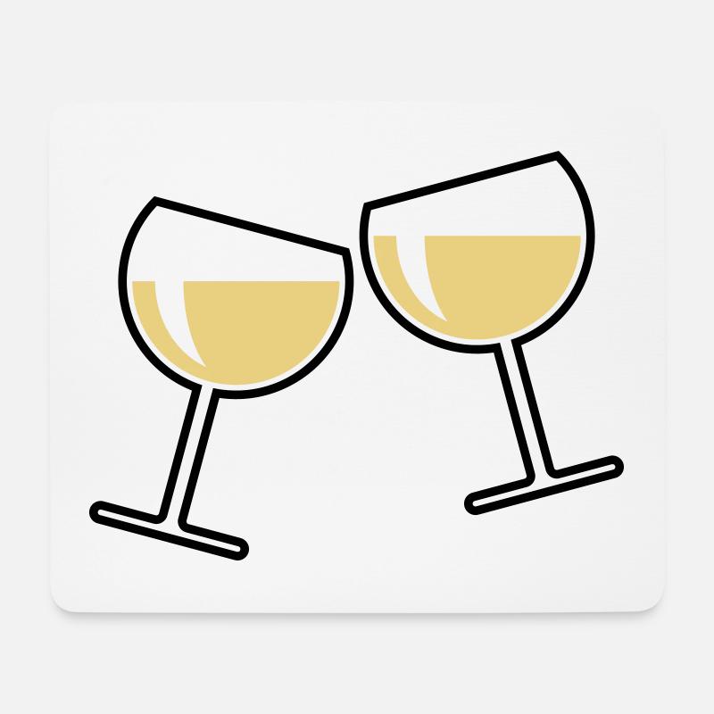 2 White Wine Glasses (Cheers / Round / Closed 2C) - Mouse Pad (horizontal) - white