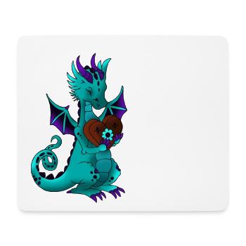 Dragon avec coeur de pain d'épice en amour avec des dragons - Tapis de souris (format paysage) - blanc - Devant