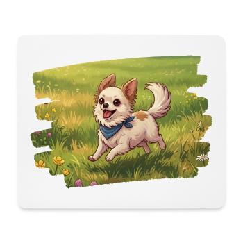 Süßer Chihuahua flitzt über die Wiese - Mousepad (Querformat) - Weiß - Vorne