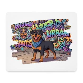 Freundlicher Rottweiler vor collem Graffiti - Mousepad (Querformat) - Weiß - Vorne