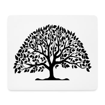 Slender Shade Tree – Narrow Silhouette with Leaves - Mouse Pad (horizontal) - white - Front