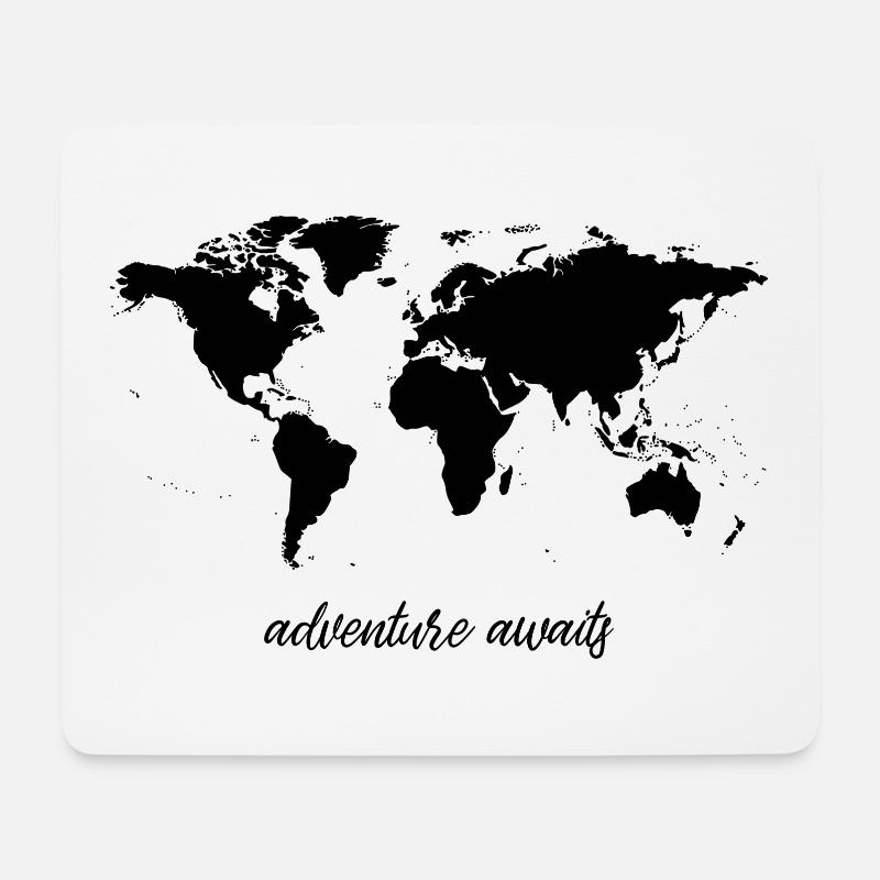 adventure awaits - Weltkarte - Mousepad (Querformat) - Weiß