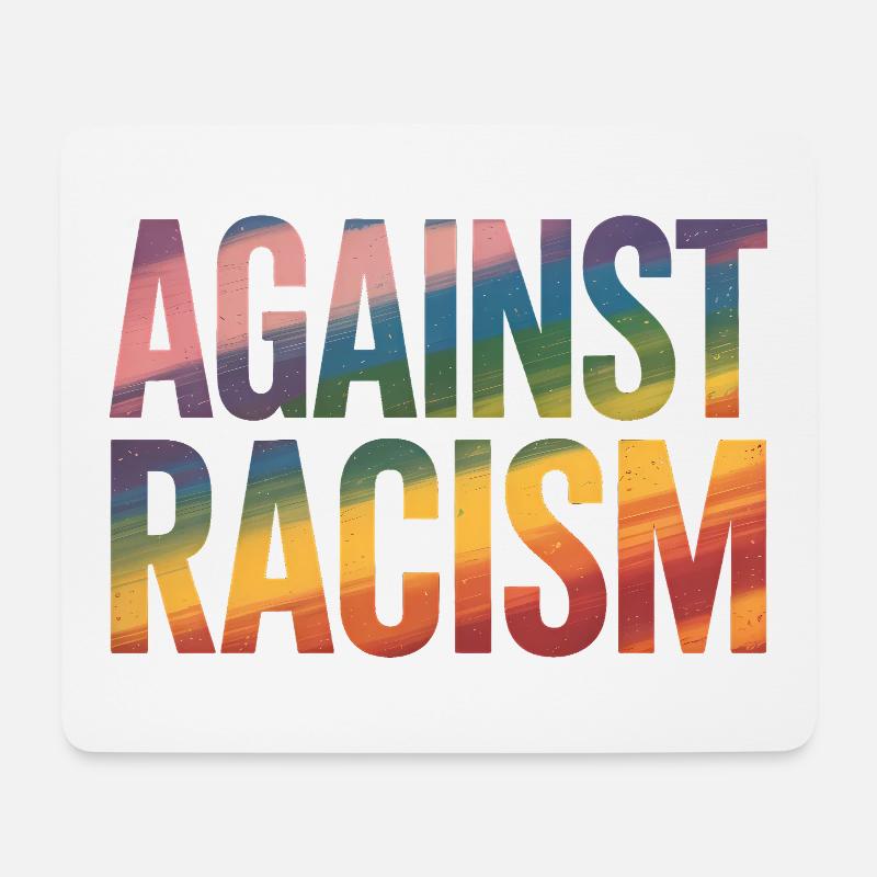 Gegen Rassismus – Antifa-Regenbogen-Tee - Mousepad (Querformat) - Weiß