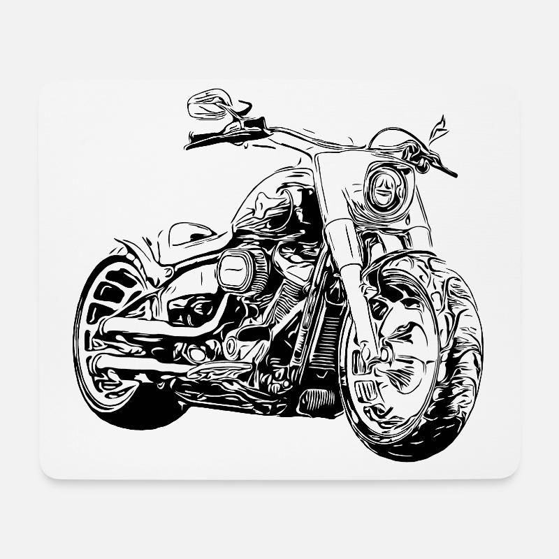 Amerikanischer V2 Chopper Schwarz - Mousepad (Querformat) - Weiß