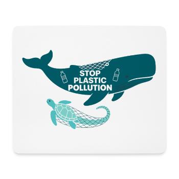 Stop Plastic Pollution, whale and turtle - Mousepad (Querformat) - Weiß - Vorne