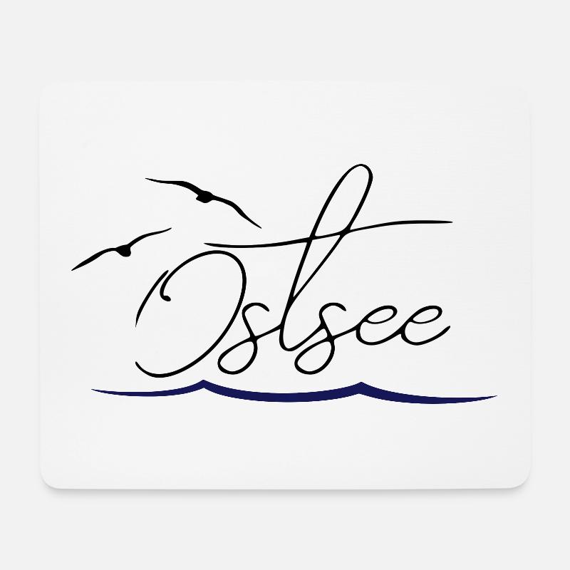 Ostsee mit fliegenden Möwen und Wellen - Mousepad (Querformat) - Weiß