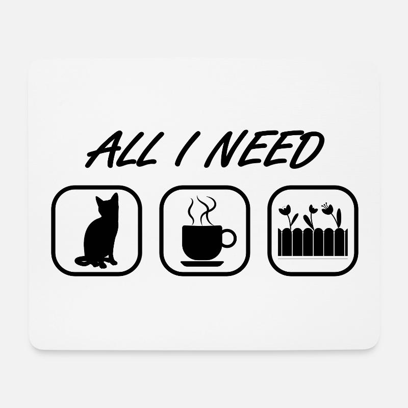Garten Katze Kaffee - Mousepad (Querformat) - Weiß