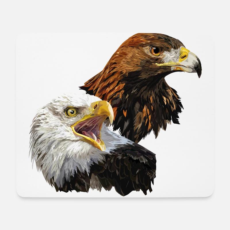 Weißkopfseeadler und Steinadler - Mousepad (Querformat) - Weiß