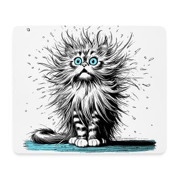 Katze elektrisch, Katze witzig, Katze lustig - Mousepad (Querformat) - Weiß - Vorne