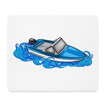 bateau DDR vagues Illustration rétro ibis bateau - Tapis de souris (format paysage) - blanc - Devant