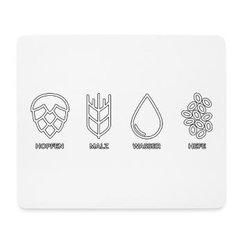 Hopfen, Malz, Wasser, Hefe - Mousepad (Querformat) - Weiß - Vorne