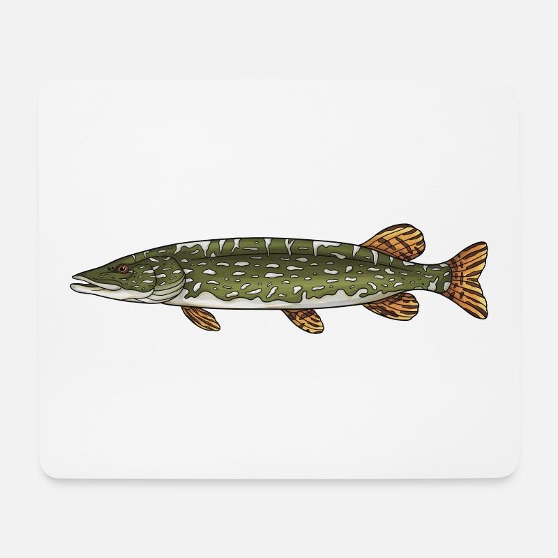 Conception de la pêche aux poissons prédateurs brochets - Tapis de souris (format paysage) - blanc