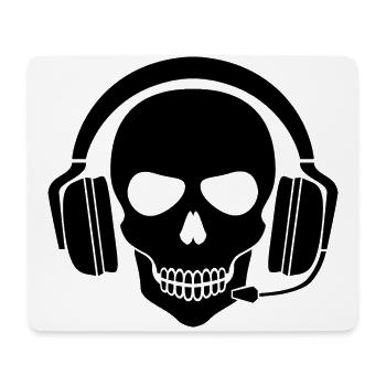 Gamer Skull with Headset (Black) - Mouse Pad (horizontal) - white - Front