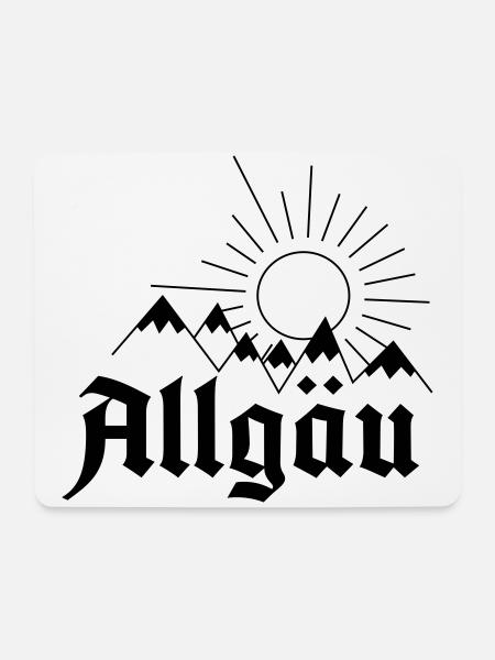 Allgäu Schriftzug mit Bergen und Sonne - Geschenk - Mousepad (Querformat) - Weiß