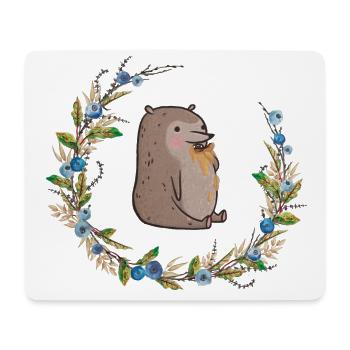 Honey bear with blueberries - Mouse Pad (horizontal) - white - Front